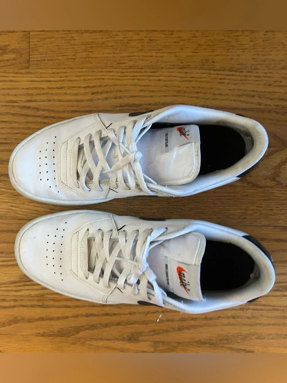 Nike White Sneakers with Black Swoosh - Picture 3 of 5